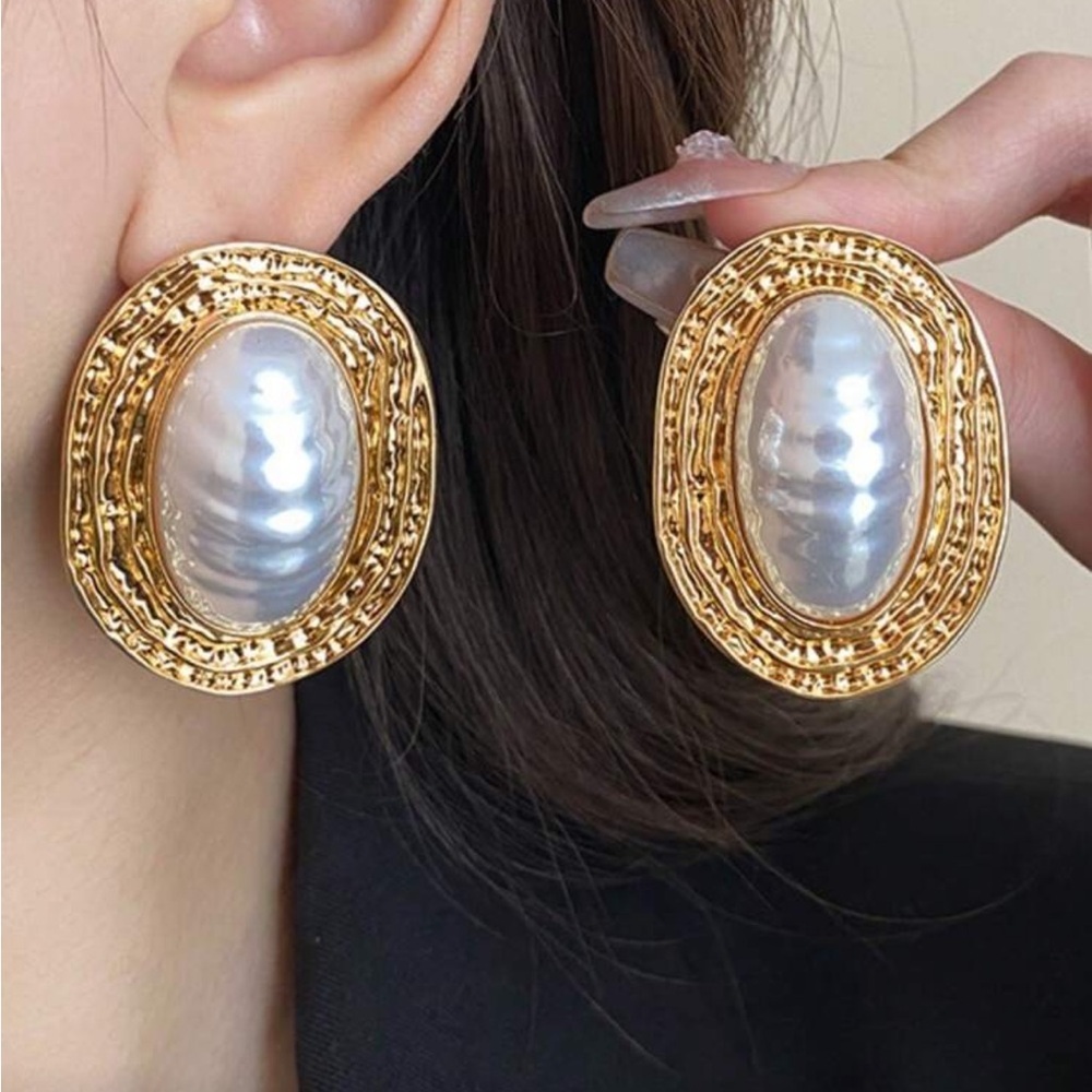 Luxe Golden Pearl Huggie Earrings